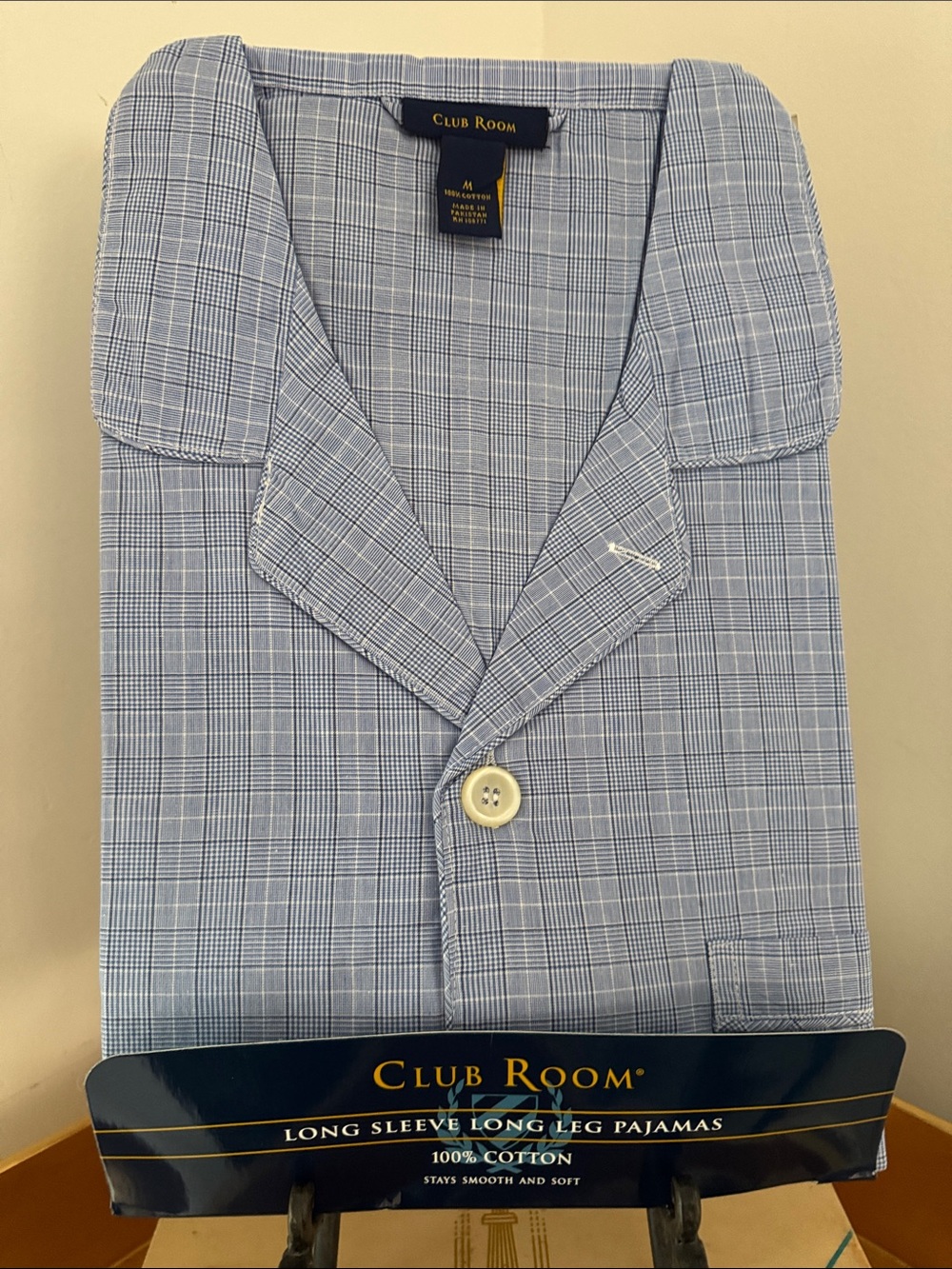 Club Room Light Blue Plaid Men's Pajama Set